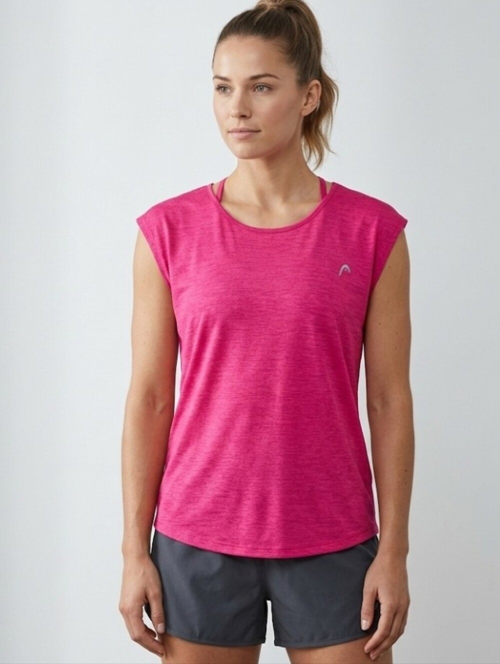 HEAD Women's Athletic Cap-Sleeve Training Top - Heather Pink Size Medium